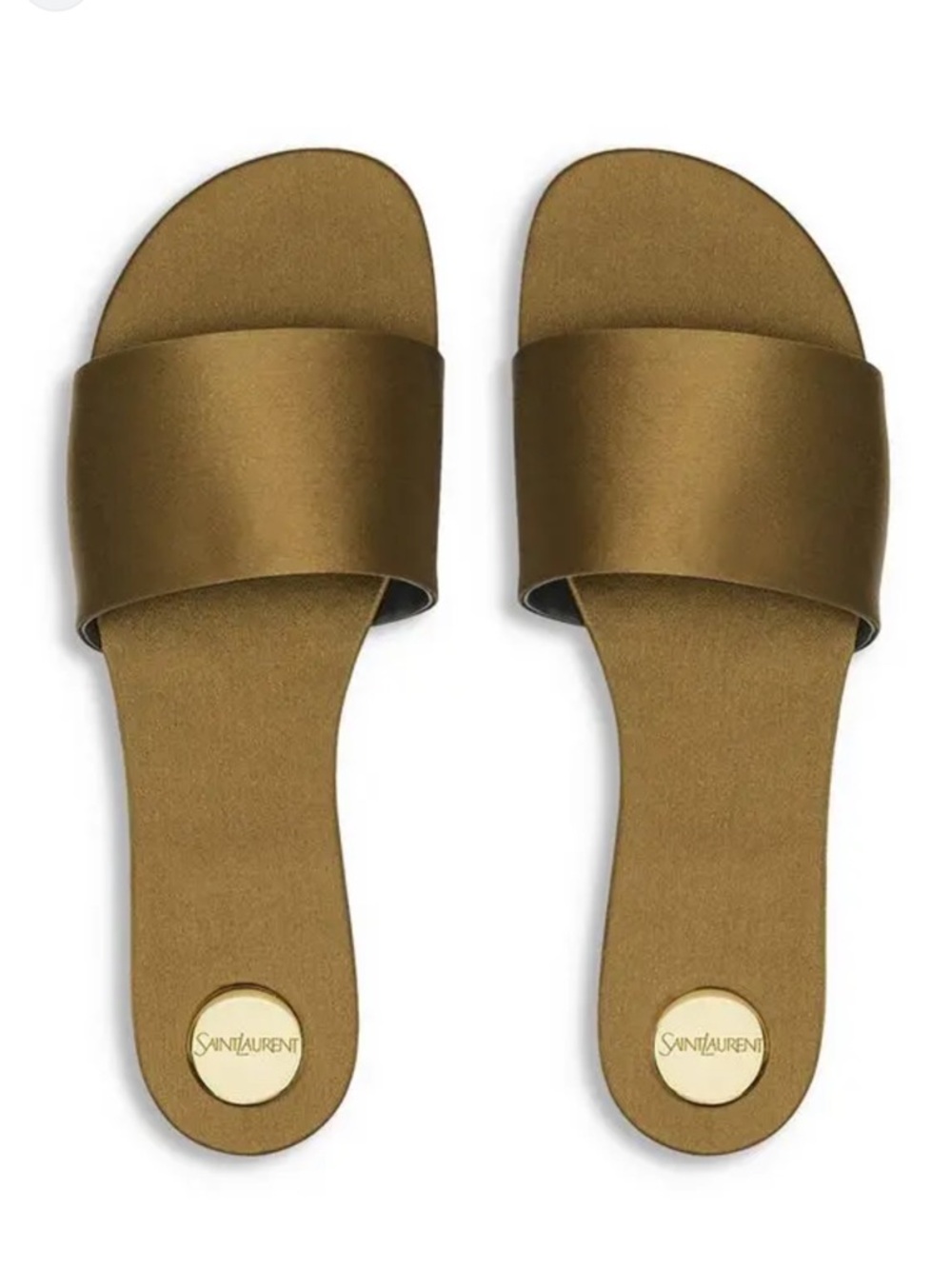 Saint Laurent Metallic Bronze Slide Sandals! NWT - Picture 2 of 5